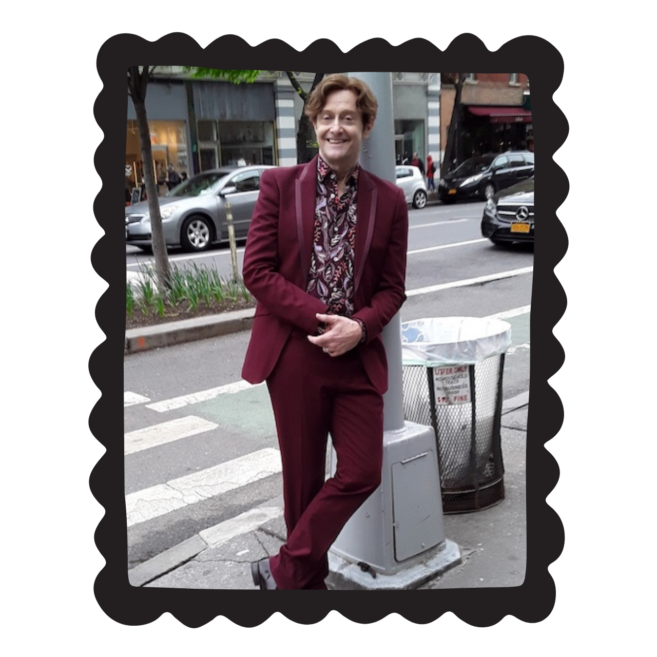 David Kibbe in burgundy suit